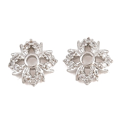 Платина Латунные прозрачные бусины из кубического циркония, без кадмия и без свинца, стойки покрытие, долговечный, снежинка, платина, 8x8x2 мм, отверстие : 1.6 мм