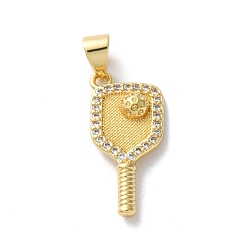 Настоящее золото 18K Стойка металлическая латунная микропрофилированная кубическая циркония подвески, без свинца и без кадмия, долговечный, чары пиклбола, реальный 18 k позолоченный, 21x10x3 мм, отверстие : 5x3.5 мм