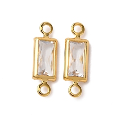 Rectangle Латунные подвески из прозрачного кубического циркония, без никеля , реальный 18 k позолоченный, прямоугольные, 12x4x2 мм, отверстие : 1 мм
