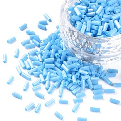 Темно-Голубой Непрозрачные цвета стекла стеклярусом, круглое отверстие, глубокое синее небо, 3~8x2 мм, отверстие : 0.7 мм, около 450 г / фунт