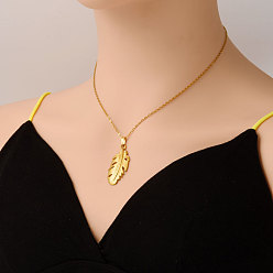 Серебро 304 ожерелья из нержавеющей стали с подвесками в виде листьев для женщин, серебряные, 17.72 дюйм (45 см)