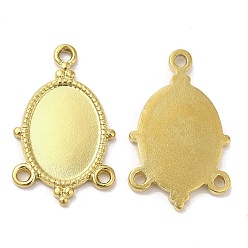 Настоящее золото 18K Ионное покрытие (ip) 304 настройки кабошона из нержавеющей стали, люстра компонента ссылки, овальные, реальный 18 k позолоченный, лоток : 14.5x10 мм, 24x15x2 мм, отверстие : 1.2~1.5 мм