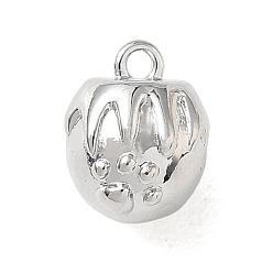 Platine Charmes en laiton, fraise avec breloques en forme de patte, platine, 10x8x9mm, Trou: 1.2mm