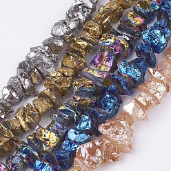 (52) Непрозрачная лаванда Гальванические природный кварц нитей кристалл бисера, самородки, разноцветные, 10~24.5x5.5~16x2~23 мм, отверстие : 1 мм, около 54~64 шт / нитка, 15.1~15.9 дюйм