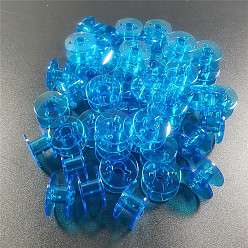 Deep Sky Blue Transparent Plastic Bobbins, Sewing Thread Holders, for Sewing Tools, Deep Sky Blue, 20x10mm, Hole: 6mm