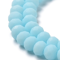Pale Turquoise Glass Beads Strands, Faceted, Frosted, Rondelle, Pale Turquoise, 6x4.5mm, Hole: 1mm, about 86pcs/strand, 16.14''(41cm)