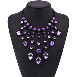 Танзания Роскошные многослойные ожерелья в форме капли из сплава в стиле ретро для женщин, чёрные, танзанитом, 16.93 дюйм (43 см)