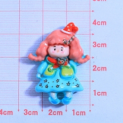 Бирюза Рождественская серия из непрозрачной смолы декодирует кабошоны, Милая девушка, бирюзовые, 40x25 мм