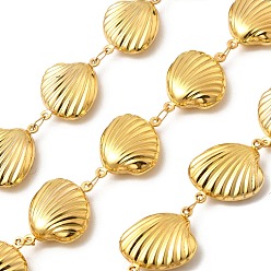 Настоящее золото 18K 304 Цепи из нержавеющей стали в форме ракушки, пайки, стойки покрытие, с катушкой, реальный 18 k позолоченный, 23x19x7 мм