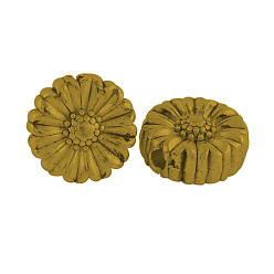 Античное Золото Сплавочные бусины тибетского стиля, дизайн цветка, без свинца и без кадмия, античное золото , 11x5 мм, отверстие : 2 мм