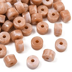 Sandy Brown Two-Color Opaque Acrylic Imitation Gemstone Beads, Column, Sandy Brown, 12x8mm, Hole: 3mm, about 526pcs/500g