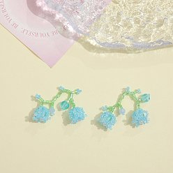 Темно-Голубой Подвески-цветы из бисера, подвески из бисера, глубокое синее небо, 40x38 мм