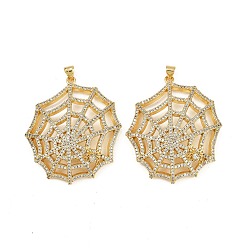 Настоящее золото 18K Латунные микро проложить кубического циркония подвески, прелести паутины, без кадмия и без свинца, стойки покрытие, долговечный, реальный 18 k позолоченный, 43x36x7 мм, отверстие : 4.5x3.5 мм
