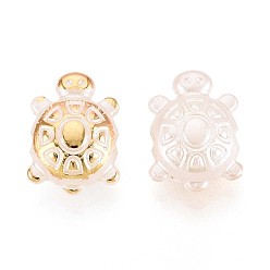 Белый Абс пластиковые жемчужные бисера, черепаха, золотой металл обвитыми, с половиным покрытием, белые, 13x9x5 мм, отверстие : 1.6~1.8 мм, Около 2380 шт / 500 г