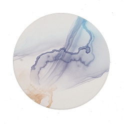 Slate Blue Porcelain Cup Mats, Coasters, Hot Pads, Heat Resistant, Flat Round with Marble Pattern, Slate Blue, 103mm
