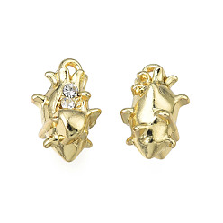 Light Gold Rack Plating Alloy Pendants, with Crystal Rhinestone, Fruit Shape, Cadmium Free & Nickel Free & Lead Free, Light Gold, 15x9.5x8.5mm, Hole: 1.4mm
