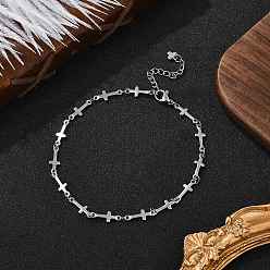 Нержавеющая Сталь Цвет 304 женские браслеты на ногу из нержавеющей стали с цепочкой с поперечными связями, цвет нержавеющей стали, 9-1/8 дюйм (232 мм)