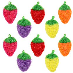 (52) Непрозрачная лаванда 10 шт. 5 цветные полиэстеровые чистящие салфетки, для посуды, клубника формы, разноцветные, 155~190x110~115x19~21.5 мм, 2 шт / цвет