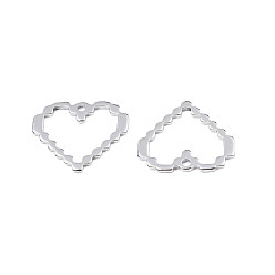 Stainless Steel Color 201 Stainless Steel Pendants, Heart, Stainless Steel Color, 22x25x1.5mm, Hole: 2mm