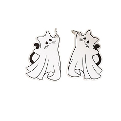 Cat Shape Акриловые подвески на тему призраков Хэллоуина, форма кошки, 40x28 мм