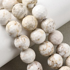 Желтая Старая Ткань  Бусины из натурального магнезита, окрашенная и подогревом, граненый (128 граней), круглые, старое кружево, 10 мм, отверстие : 1.4 мм, около 38 шт / нитка, 15.04'' (38.2 см)