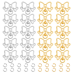 Платиновый & Золотой 20 шт. 2 цвета цинковый сплав карабины поворотные, поворотный карабин-лобстер, бантом, платиной и золотом, 34x40x6 мм, отверстие : 7x9 мм, 10 шт / цвет