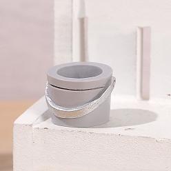 Светло-серый Мини-модель из смолы ведро, аксессуары для кукольного домика с микро-ландшафтом, притворяясь опорными украшениями, светло-серый, 18x15 мм