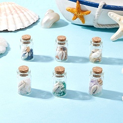 Смешанные камни 6 шт. натуральный лазурит/аметист/сердолик/цитрин/розовый кварц/ амазонит и бусины из ракушек каури целебные кристаллы бутылки желаний, Драгоценные камни Викки для балансировки энергии, медитационной терапии, 38.5x21.5 мм