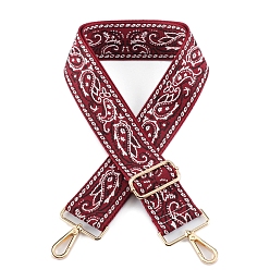 Темно-Красный Нейлоновая холщовая сумка с цветочным узором, лямки для сумки, для замены сумочки или сумки через плечо, темно-красный, 75~145x5 см