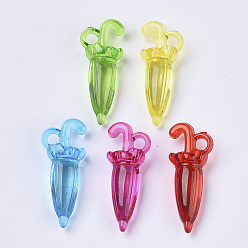 Mixed Color Transparent Acrylic Pendants, Dyed, Umbrella, Mixed Color, 31x12.5x8.5mm, Hole: 3mm, about 500pcs/500g