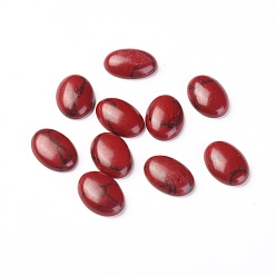 Темно-Красный Синтетических бирюзовый кабошон, окрашенные, овальные, темно-красный, 14x10x4 мм