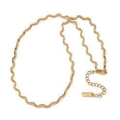 Золотой 4мм 304 ожерелья из волнистой цепи-змейки из нержавеющей стали, золотые, 15.75 дюйм (40 см)