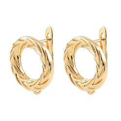 Real 18K Gold Plated SHEGRACE Brass Hoop Earring Findings, with Loop, Cadmium Free & Lead Free & Nickel Free, Real 18K Gold Plated, 19x16x11mm, Hole: 1.4mm, Pin: 1mm