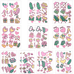 Сердце 20 листы светящиеся водонепроницаемые съемные временные татуировки наклейки, боди-арт бумажные наклейки, сердце, 12x6.9x0.02 см