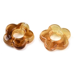Темно-Золотистый Прозрачные акриловые бусины градиентного цвета, Центр пробуренной, цветок, темные золотарник, 14x14.5x4 мм, отверстие : 1.6 мм
