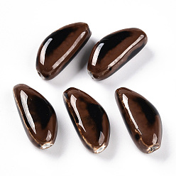 Сэнди Коричневый Фарфоровые бусины ручной работы, фантазии античного стекла фарфора, зубчик чеснока, песчаный коричневый, 31~33x15~16.5x12~13.5 мм, отверстие : 2.5~3 мм