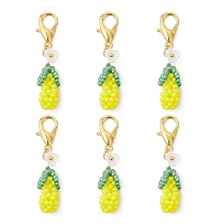 Желтый 3 подвесные украшения из стеклянных бусин в форме баклажана, с карабин-лобстерами , желтые, 41 мм