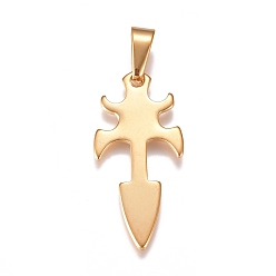 Doré  Pendentifs en acier inoxydable, flèche, or, 304mm, Trou: 37x17.5x1.5mm