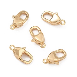 Real 18K Gold Plated SHEGRACE Brass Lobster Claw Clasps, Heart, Lead Free & Cadmium Free & Nickel Free, Real 18K Gold Plated, 12x6x4mm, Hole: 1.2mm