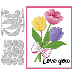 Цветок 2 шт 2 стили трафареты для штампов из углеродистой стали, для diy scrapbooking, Фотоальбом, декоративная бумага для тиснения, цвет нержавеющей стали, тюльпан, 88 ~107x92~101x0.8 мм, 1 шт / стиль