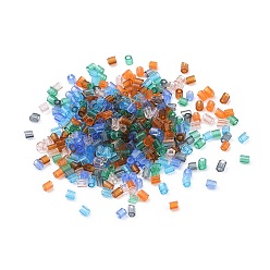 Mixed Color FGB Grade A Glass Seed Beads, Hexagon(Two Cut), Transparent Colours, Mixed Color, 1.5~2.5x1.5~2mm, Hole: 0.8mm, about 2100pcs/bag, 450g/bag