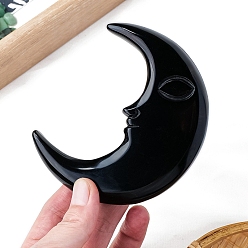 Обсидиан Украшения из натурального обсидиана для луны, украшение домашнего офиса, 100x90 мм