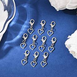 Сердце 10 шт. подвески для обуви в тибетском стиле из сплава, с карабин-лобстерами , античное серебро, сердце, 23.5 мм