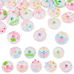 Mixed Color 20Pcs Opaque Resin Decoden Cabochons, Doughnut, Mixed Color, 24~26.5x24~25x9~10.5mm