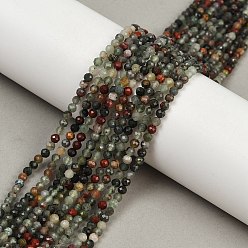 Гелиотроп Природные африканские гелиотроп бисер пряди, граненые, круглые, 3.5 мм, отверстие : 0.7 мм, около 122~123 шт / нитка, 15.31''~15.39' (38.9~39.1 см)