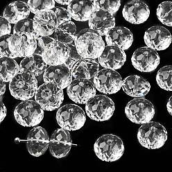 Прозрачный К 9 стекло, имитация Австрийские кристаллические шарики, класс AAA, граненые, рондель, прозрачные, 10x7 мм, отверстие : 0.9~1 мм