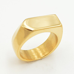 Золотой 304 палец кольца из нержавеющей стали, прямоугольные, золотые, размер США 11 (20.6 мм)