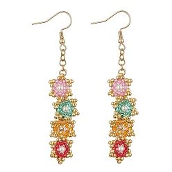 Золотой Серьги с подвесками в виде звезд и стеклянных семян, 304 женские серьги из нержавеющей стали, золотые, 72.5x13 мм