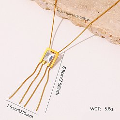 Rectangle 304 Ожерелья из нержавеющей стали с кисточками из кристаллов и страз, золотые, прямоугольные, 18.19 дюйм (46.2 см)