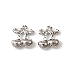 Нержавеющая Сталь Цвет 304 прелести нержавеющей стали, вишневое очарование, анти-тускнение, цвет нержавеющей стали, 12.5x11x3.5 мм, отверстие : 1.2 мм